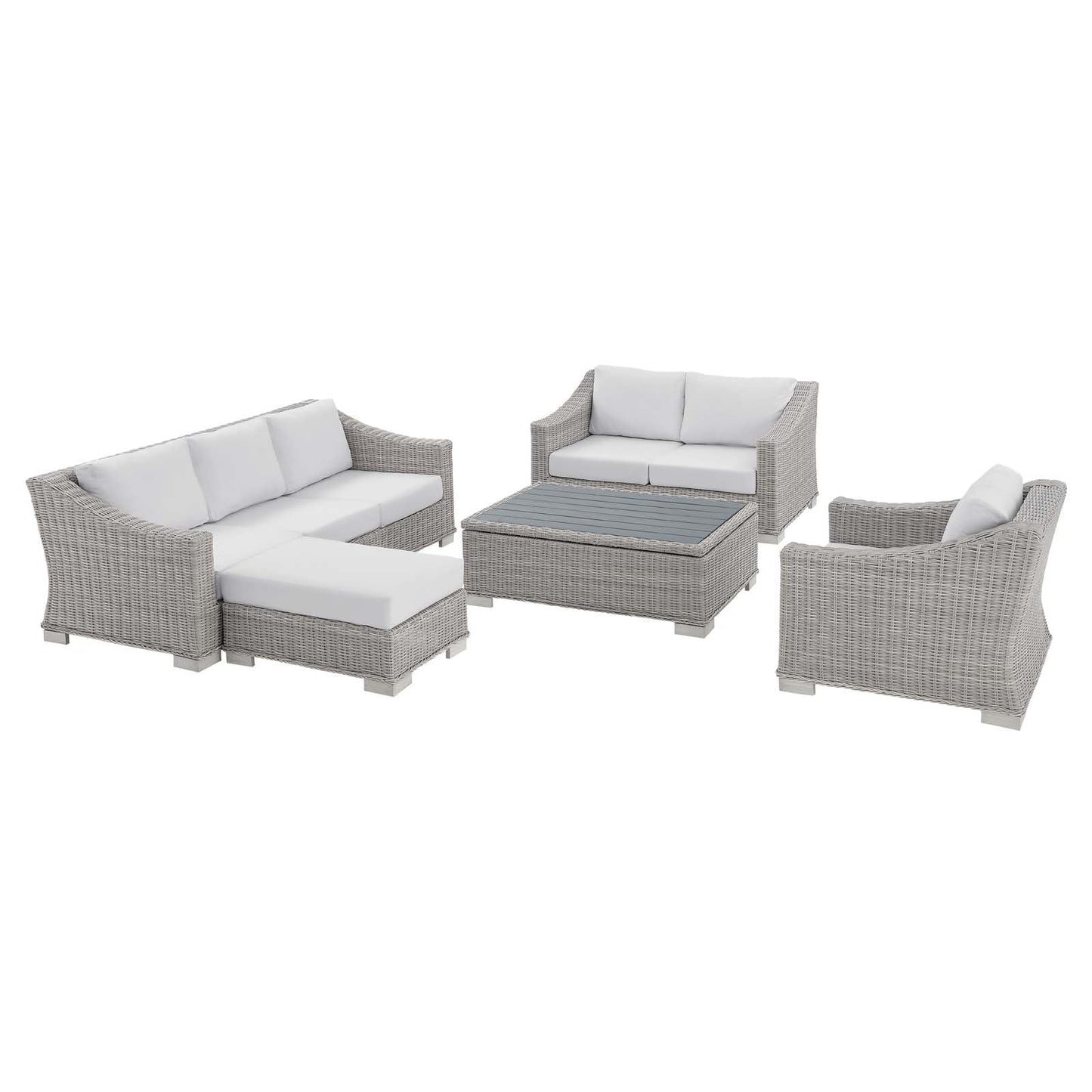 Modway Conway Sunbrella® Outdoor Patio Wicker Rattan 5-Piece Furniture Set | Outdoor Sofas, Loveseats & Sectionals | 