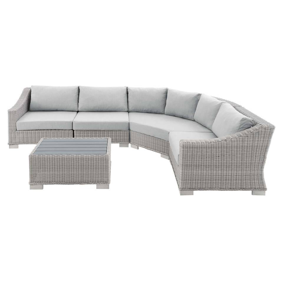 Modway Conway Sunbrella® Outdoor Patio Wicker Rattan 5-Piece Sectional Sofa Set | Outdoor Sofas, Loveseats & Sectionals | 