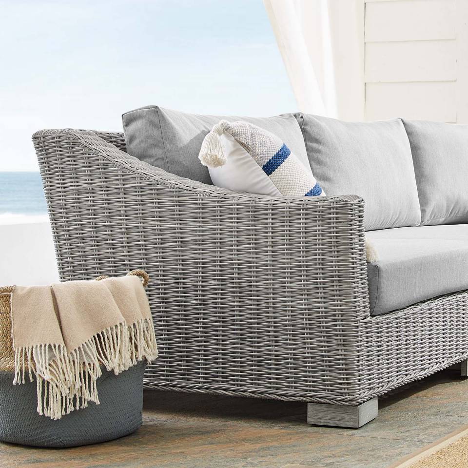 Modway Conway Sunbrella® Outdoor Patio Wicker Rattan 5-Piece Sectional Sofa Set | Outdoor Sofas, Loveseats & Sectionals | 