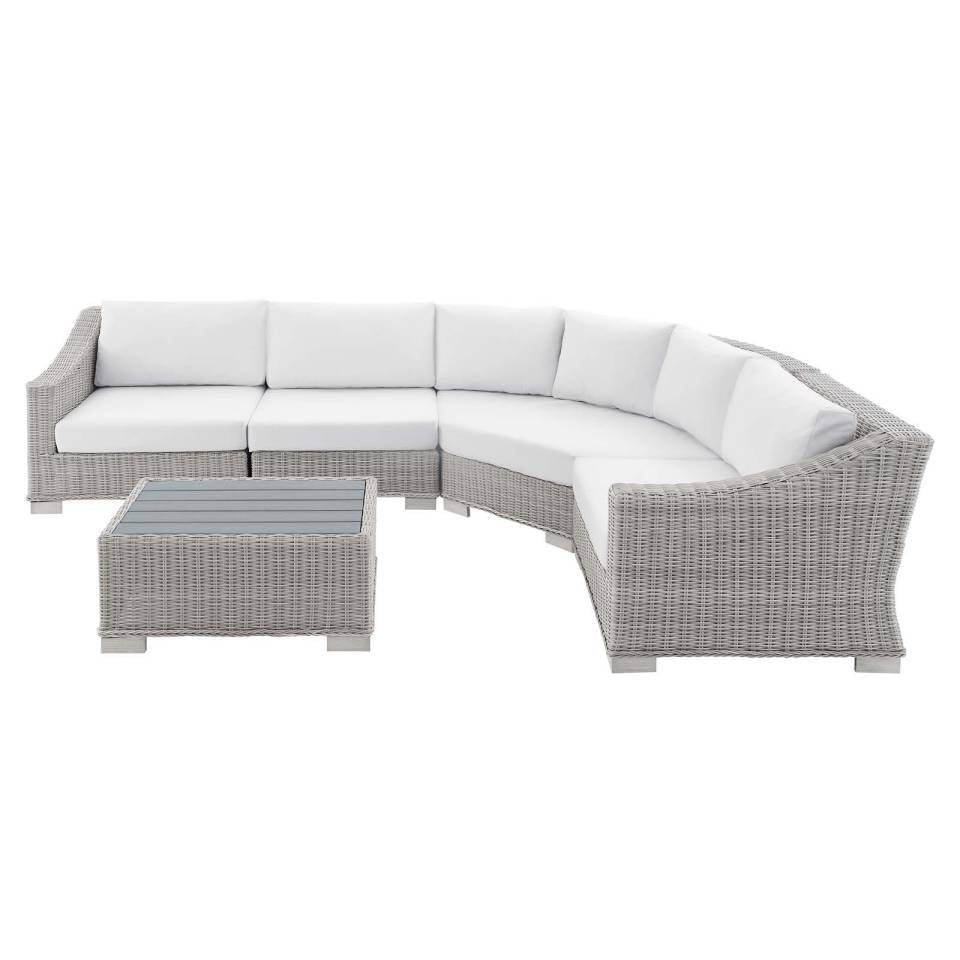 Modway Conway Sunbrella® Outdoor Patio Wicker Rattan 5-Piece Sectional Sofa Set | Outdoor Sofas, Loveseats & Sectionals | 