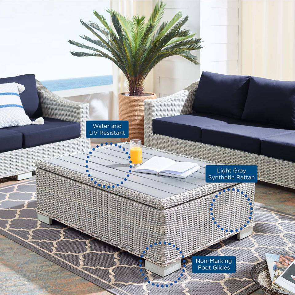 Modway Conway Sunbrella® Outdoor Patio Wicker Rattan 6-Piece Sectional Sofa Set | Outdoor Patio Daybed
