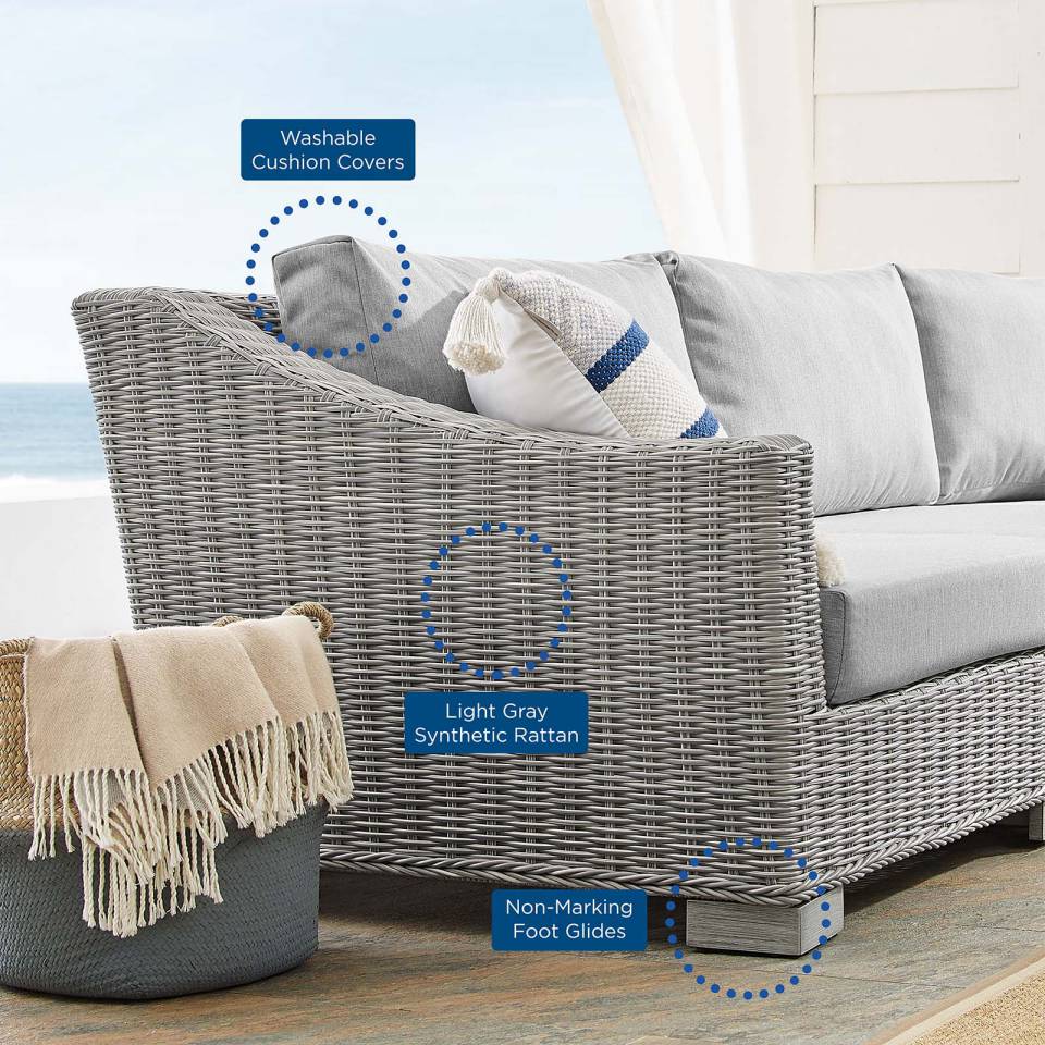 Modway Conway Sunbrella® Outdoor Patio Wicker Rattan 4-Piece Furniture Set | Outdoor Sofas, Loveseats & Sectionals | 