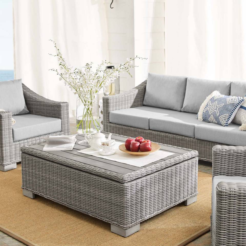 Modway Conway Sunbrella® Outdoor Patio Wicker Rattan 4-Piece Furniture Set | Outdoor Sofas, Loveseats & Sectionals | 