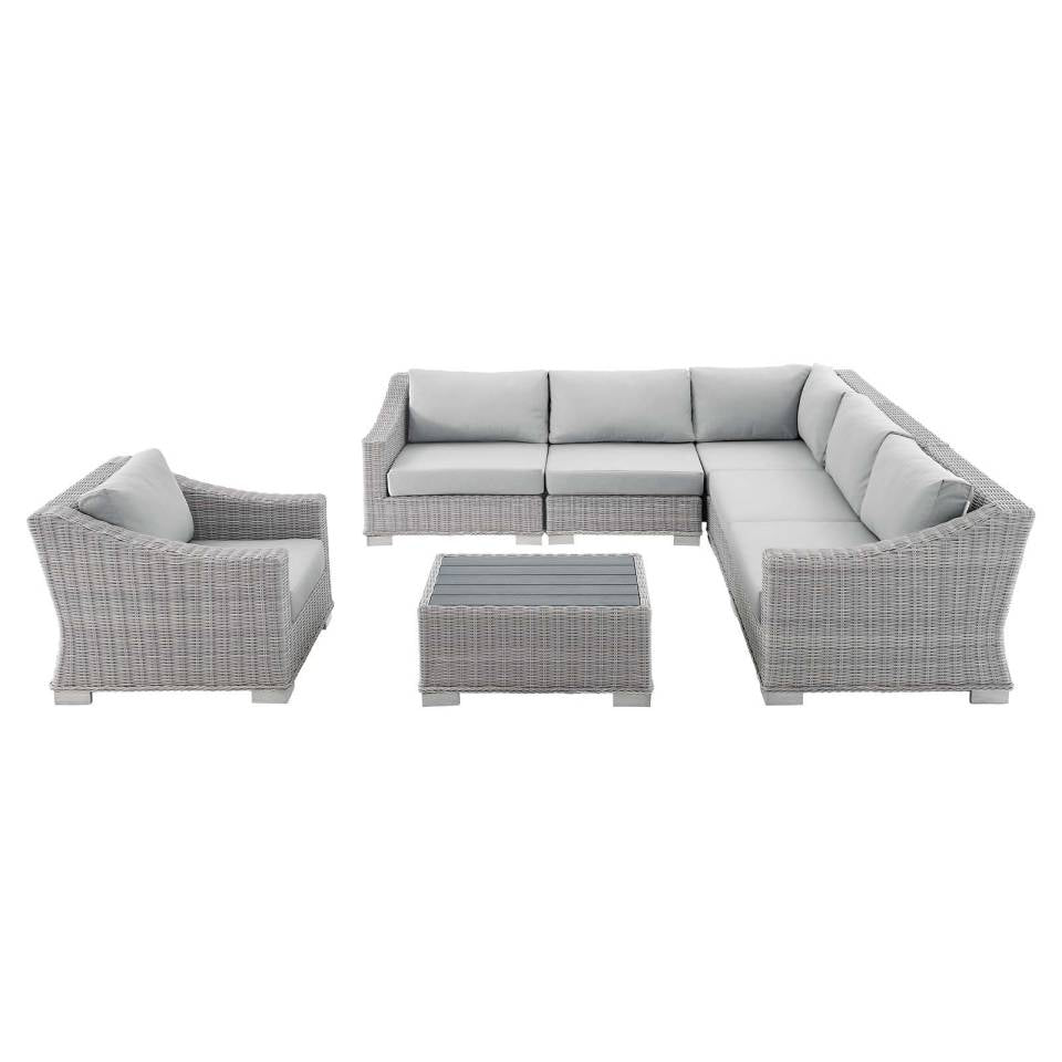 Modway Conway Sunbrella® Outdoor Patio Wicker Rattan 7-Piece Sectional Sofa Set | Outdoor Sofas, Loveseats & Sectionals | 