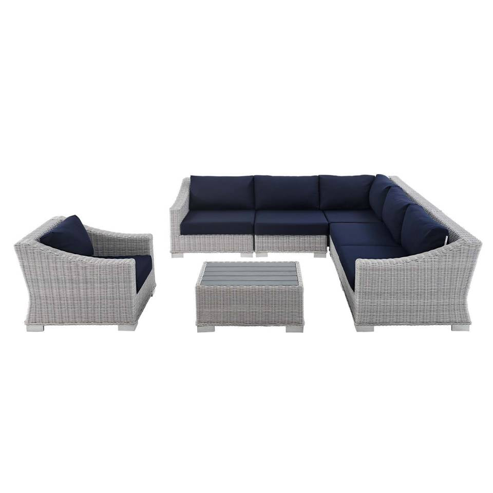Modway Conway Sunbrella® Outdoor Patio Wicker Rattan 7-Piece Sectional Sofa Set | Outdoor Sofas, Loveseats & Sectionals | 