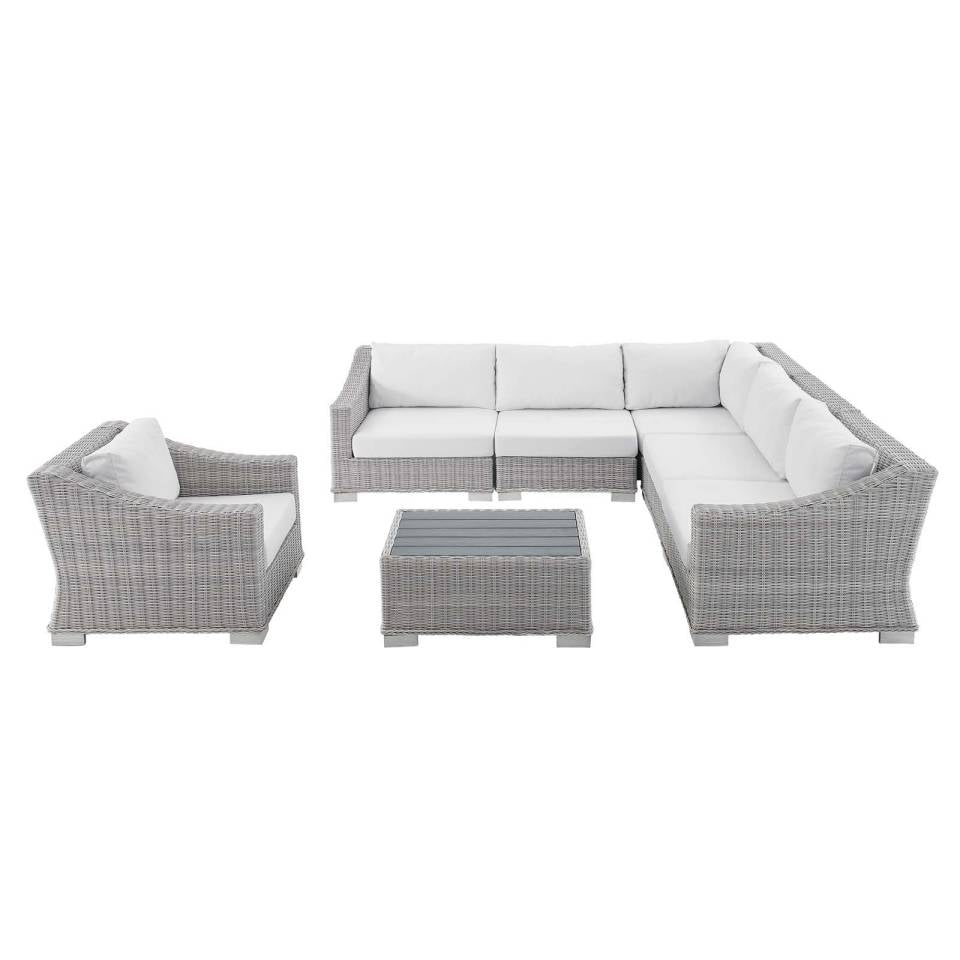 Modway Conway Sunbrella® Outdoor Patio Wicker Rattan 7-Piece Sectional Sofa Set | Outdoor Sofas, Loveseats & Sectionals | 