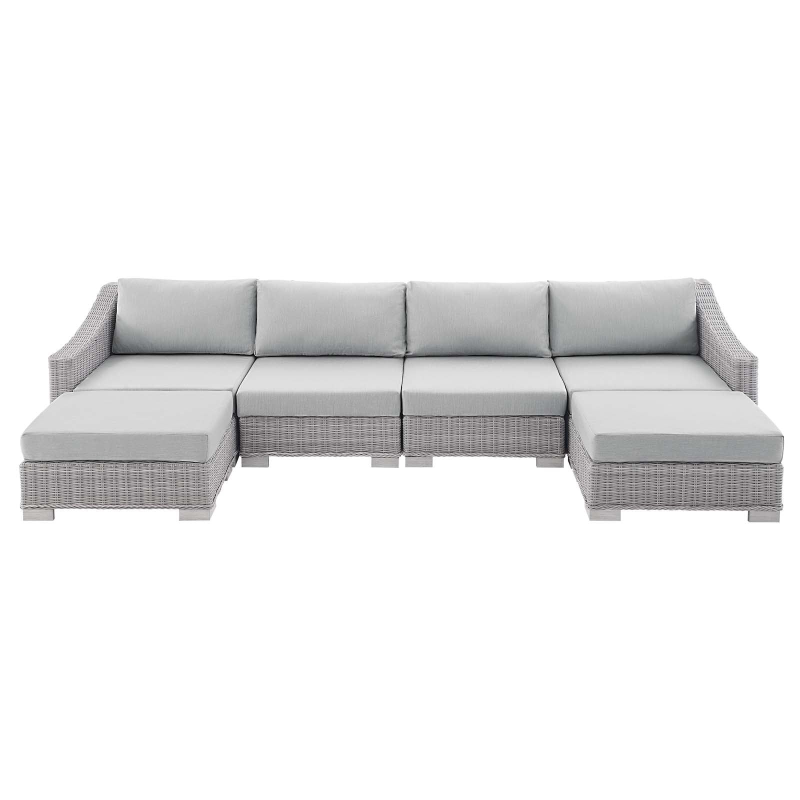 Modway Conway Sunbrella® Outdoor Patio Wicker Rattan 6-Piece Furniture Set | Outdoor Sofas, Loveseats & Sectionals | 