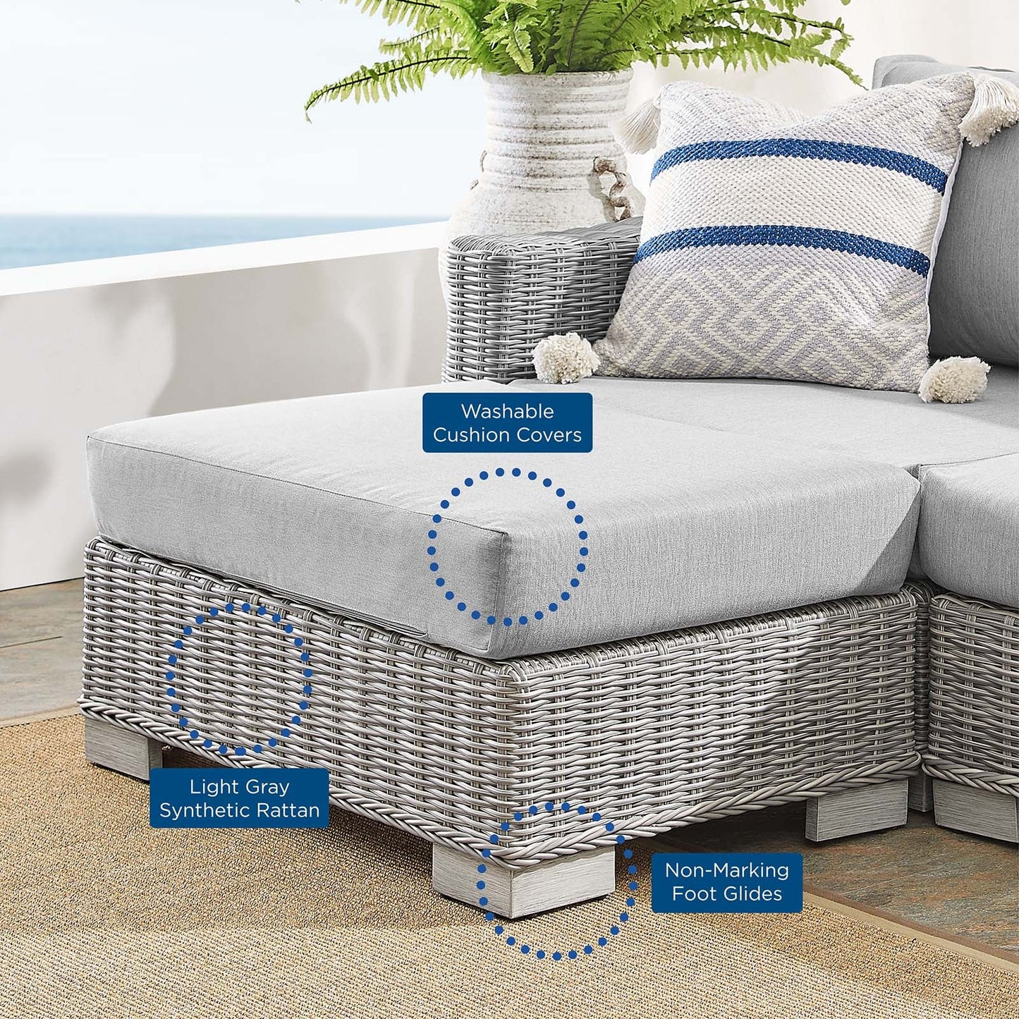 Modway Conway Sunbrella® Outdoor Patio Wicker Rattan 6-Piece Furniture Set | Outdoor Sofas, Loveseats & Sectionals | 