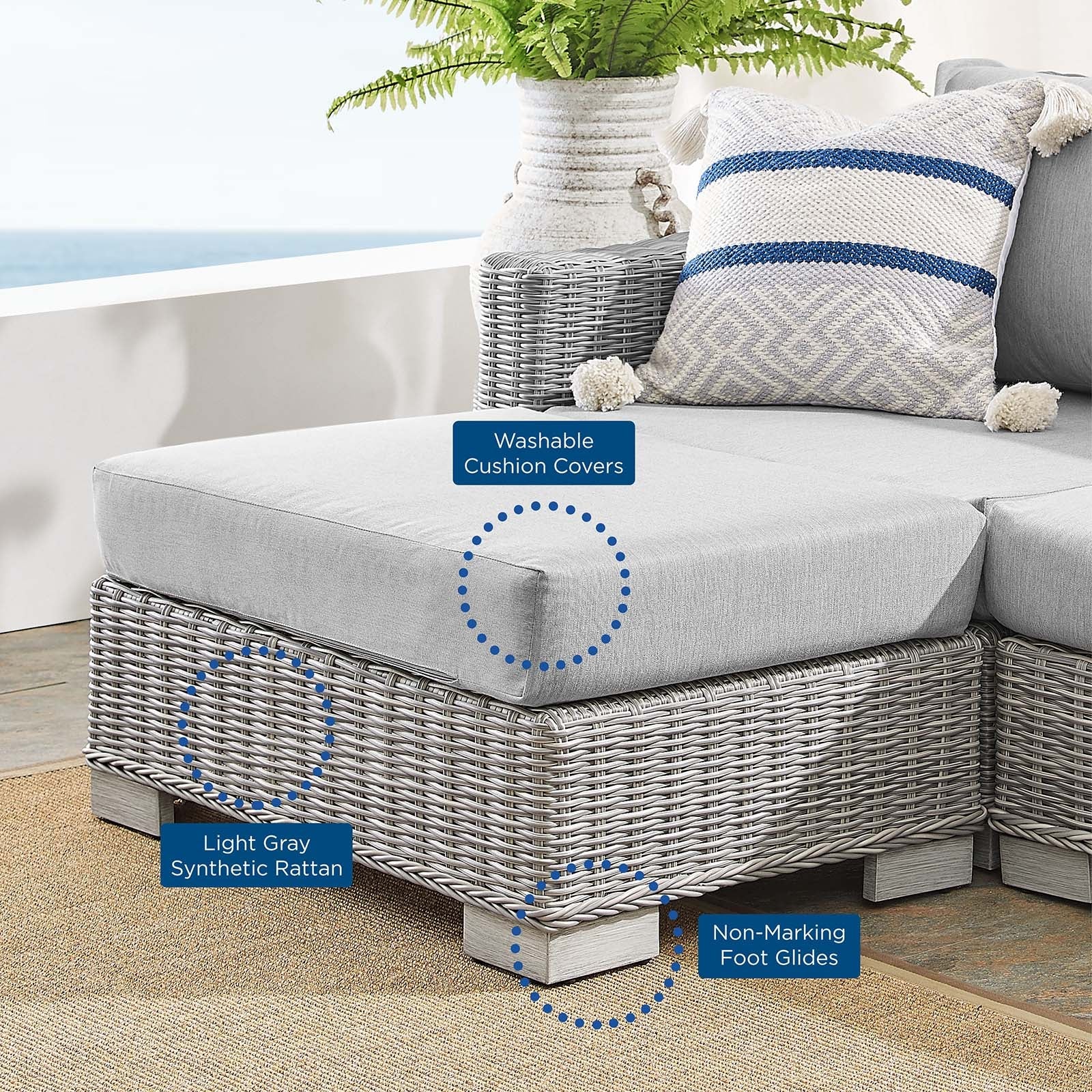 Modway Conway Sunbrella® Outdoor Patio Wicker Rattan 6-Piece Furniture Set | Outdoor Sofas, Loveseats & Sectionals | 