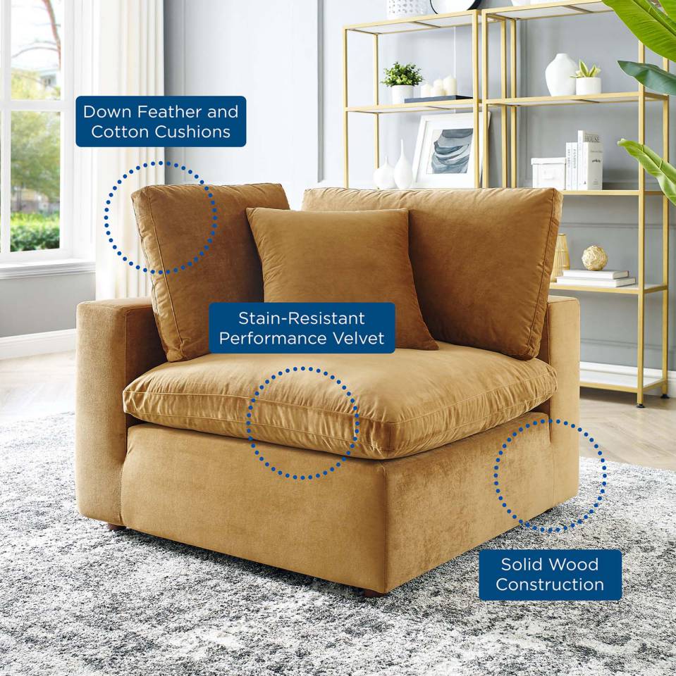 Modway Commix Down Filled Overstuffed Performance Velvet Corner Chair | Chairs & Recliners | 