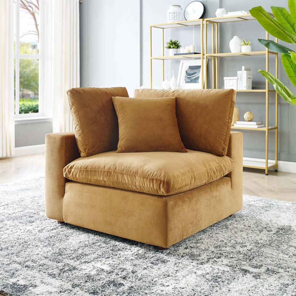 Modway Commix Down Filled Overstuffed Performance Velvet Corner Chair | Chairs & Recliners