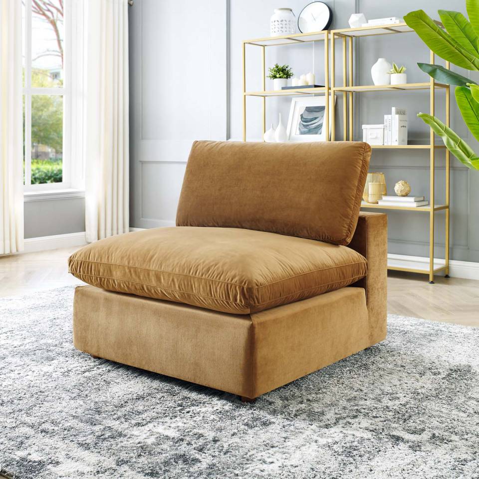 Modway Commix Down Filled Overstuffed Performance Velvet Armless Chair | Chairs & Recliners