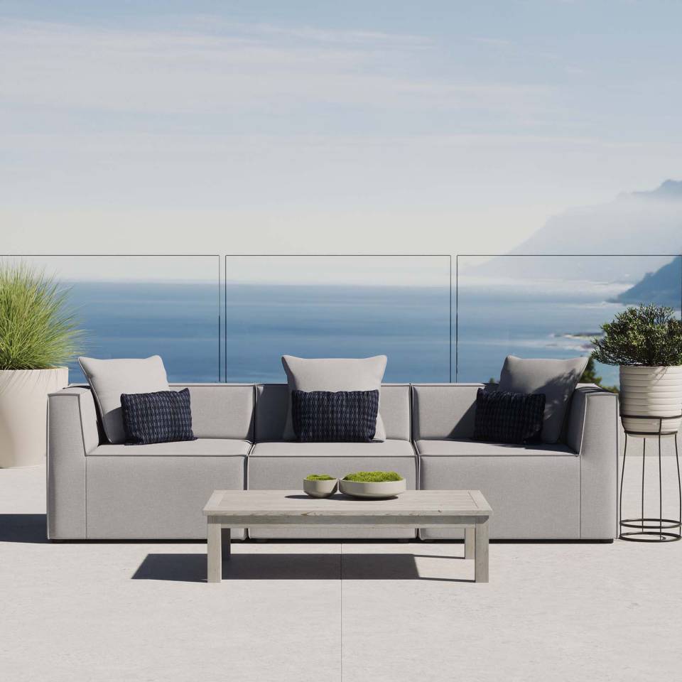 Modway Saybrook Outdoor Patio Upholstered 3-Piece Sectional Sofa | Outdoor Patio Daybed | Modishstore