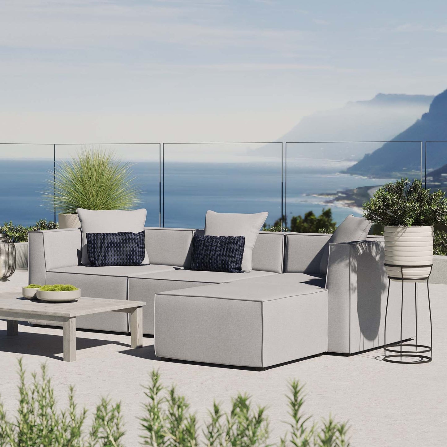 Modway Saybrook Outdoor Patio Upholstered 4-Piece Sectional Sofa | Outdoor Sofas, Loveseats & Sectionals | Modishstore