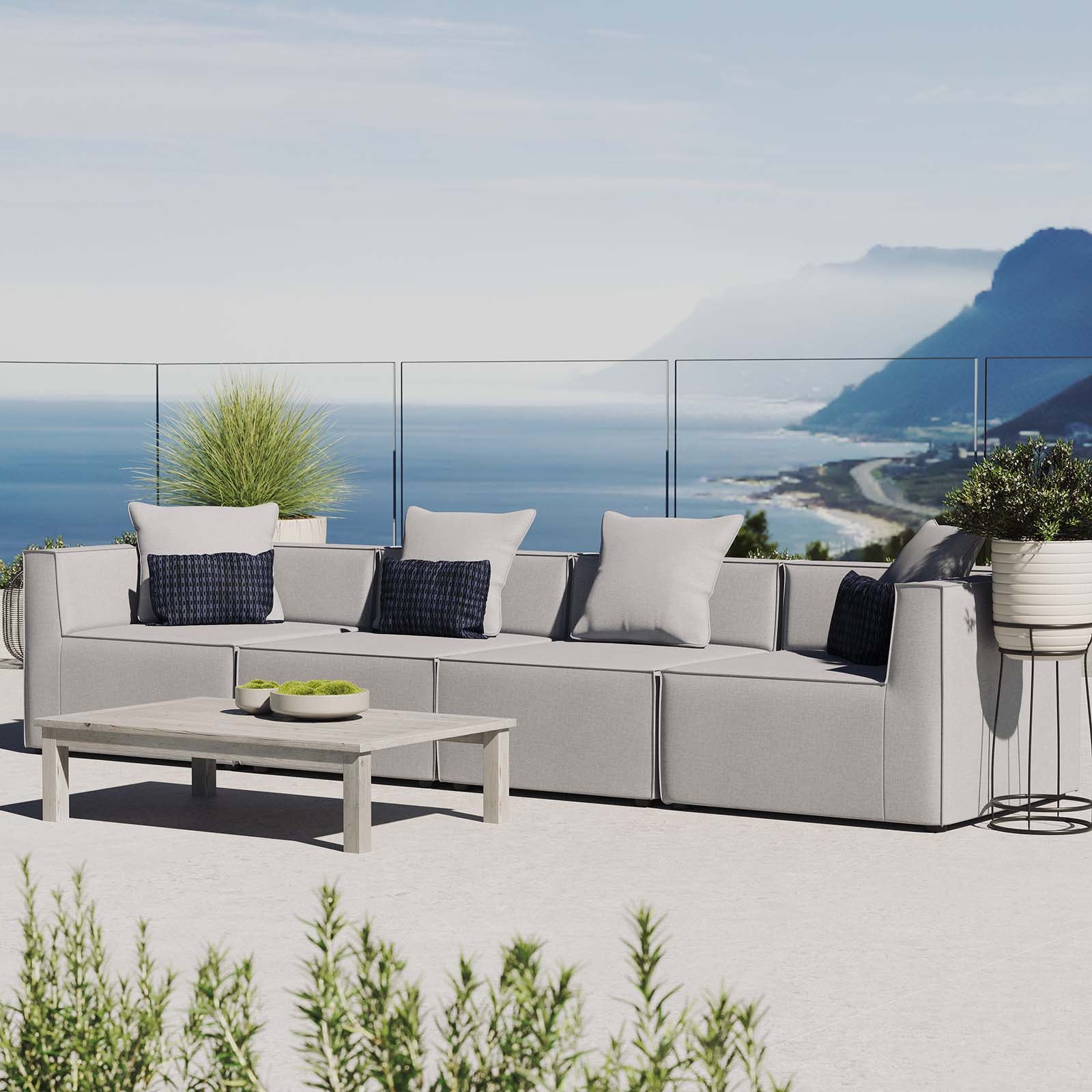 Modway Saybrook Outdoor Patio Upholstered 4-Piece Sectional Sofa | Outdoor Sofas, Loveseats & Sectionals | Modishstore