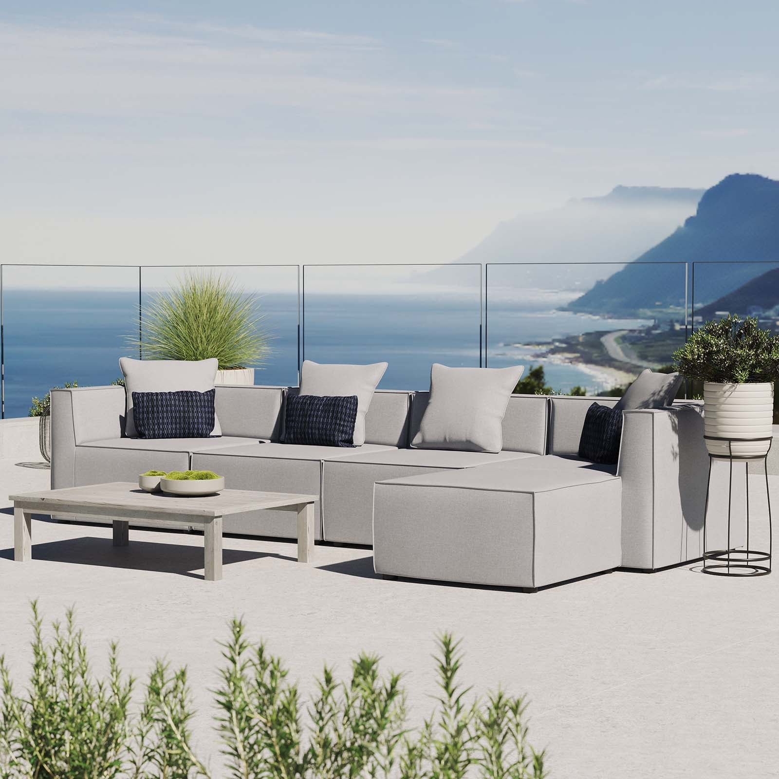 Modway Saybrook Outdoor Patio Upholstered 5-Piece Sectional Sofa | Outdoor Sofas, Loveseats & Sectionals | Modishstore