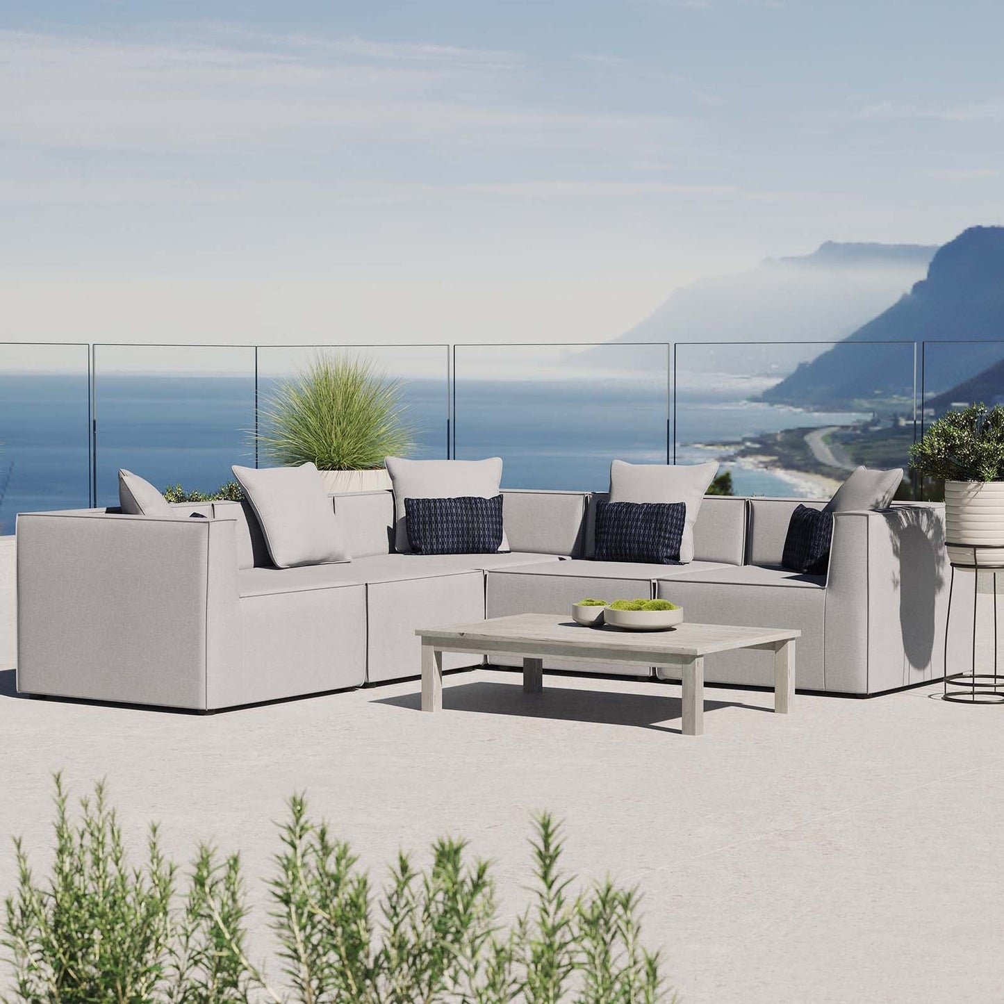 Saybrook Outdoor Patio Upholstered 5-Piece Sectional Sofa By Modway | Outdoor Patio | Modishstore