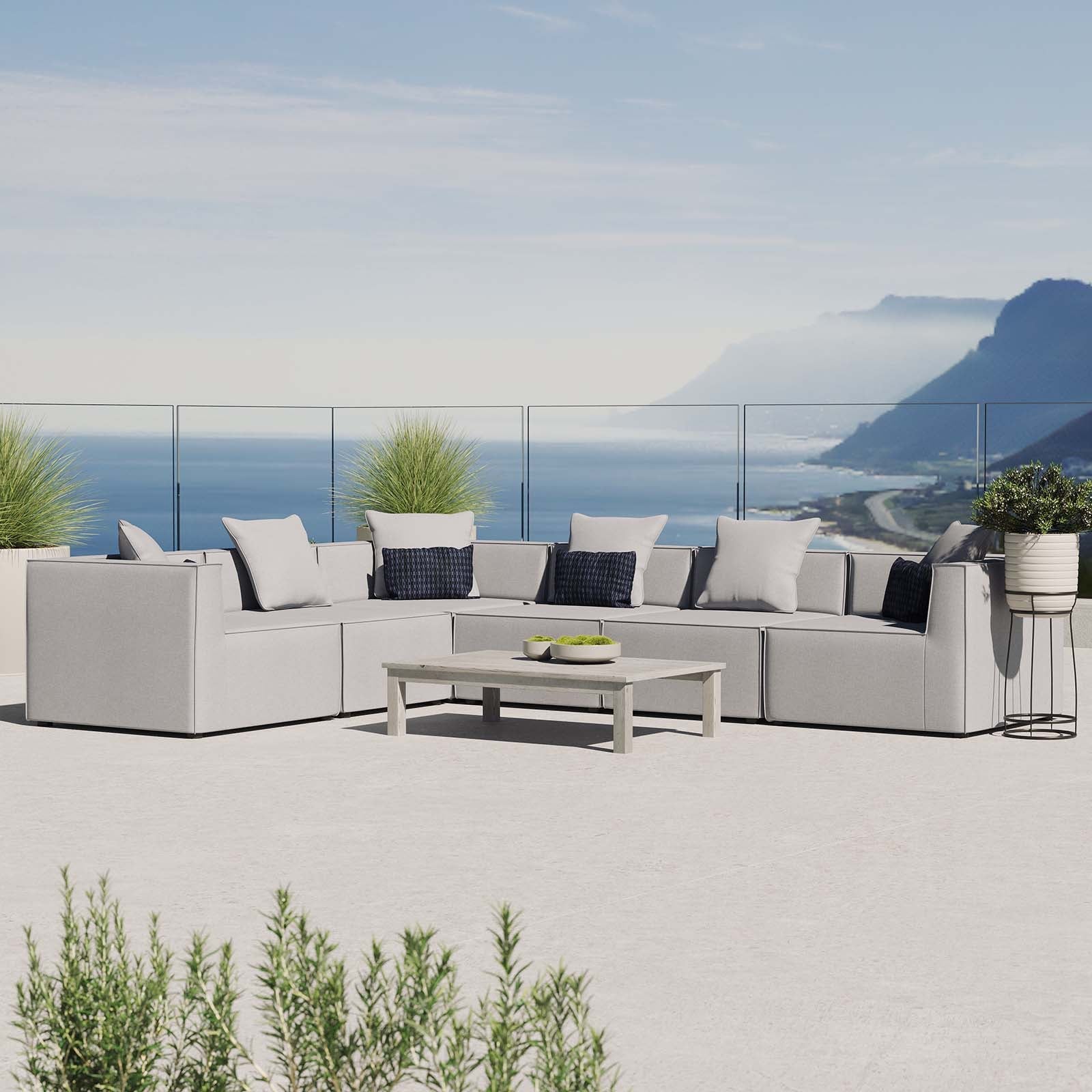 Modway Saybrook Outdoor Patio Upholstered 6-Piece Sectional Sofa | Outdoor Sofas, Loveseats & Sectionals | Modishstore