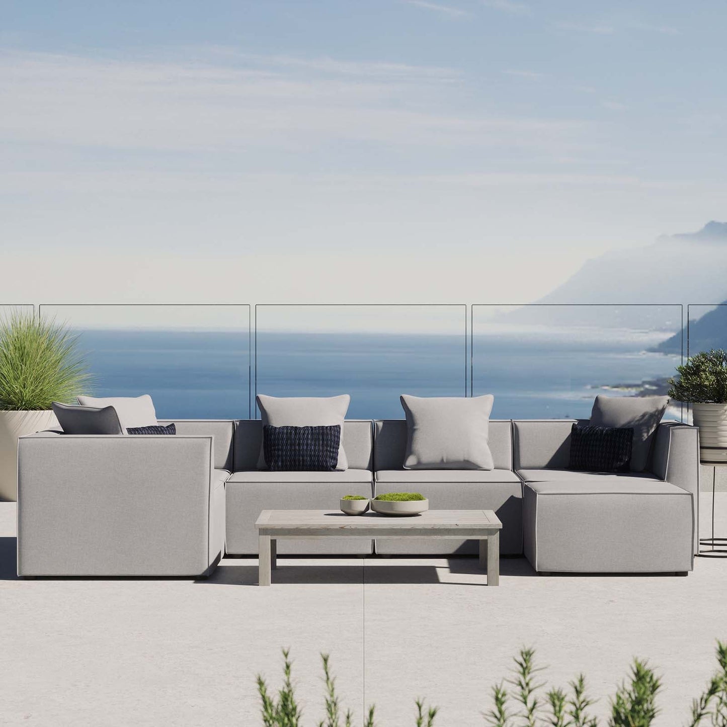 Modway Saybrook Outdoor Patio Upholstered 6-Piece Sectional Sofa | Outdoor Sofas, Loveseats & Sectionals | Modishstore