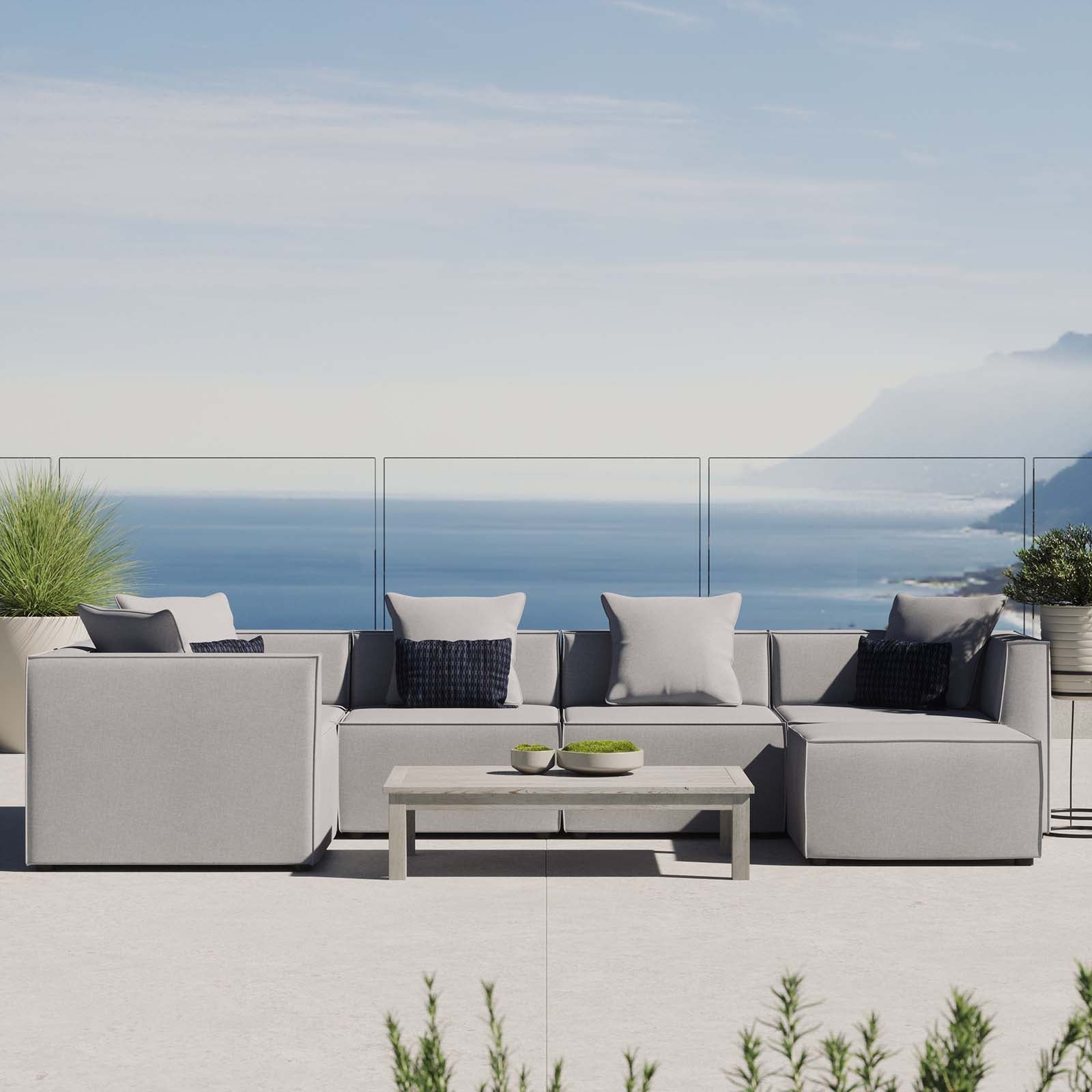 Modway Saybrook Outdoor Patio Upholstered 6-Piece Sectional Sofa | Outdoor Sofas, Loveseats & Sectionals | Modishstore