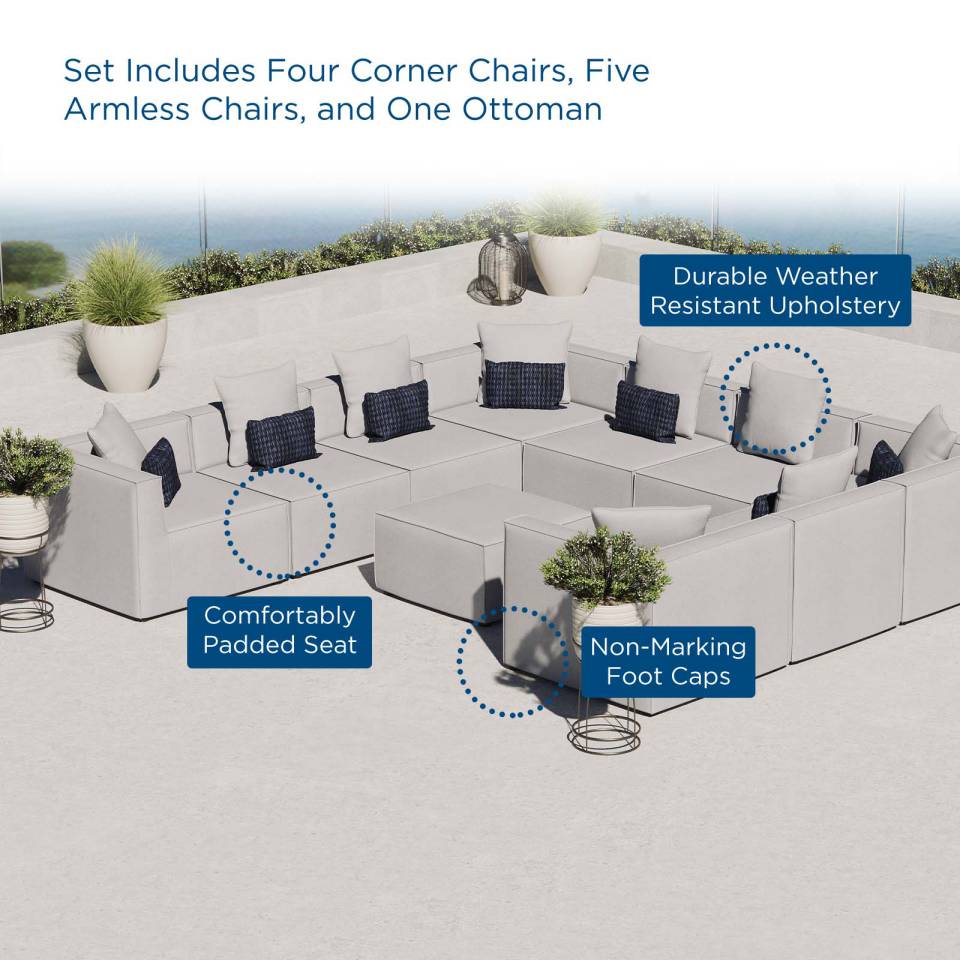 Modway Saybrook Outdoor Patio Upholstered 10-Piece Sectional Sofa | Outdoor Sofas, Loveseats & Sectionals | Modishstore-10