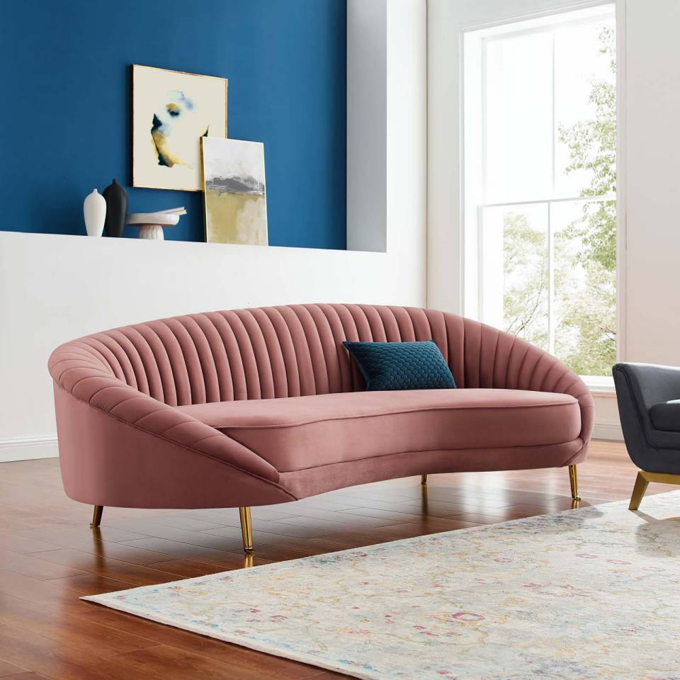 Modway Camber Channel Tufted Performance Velvet Sofa | Sofas
