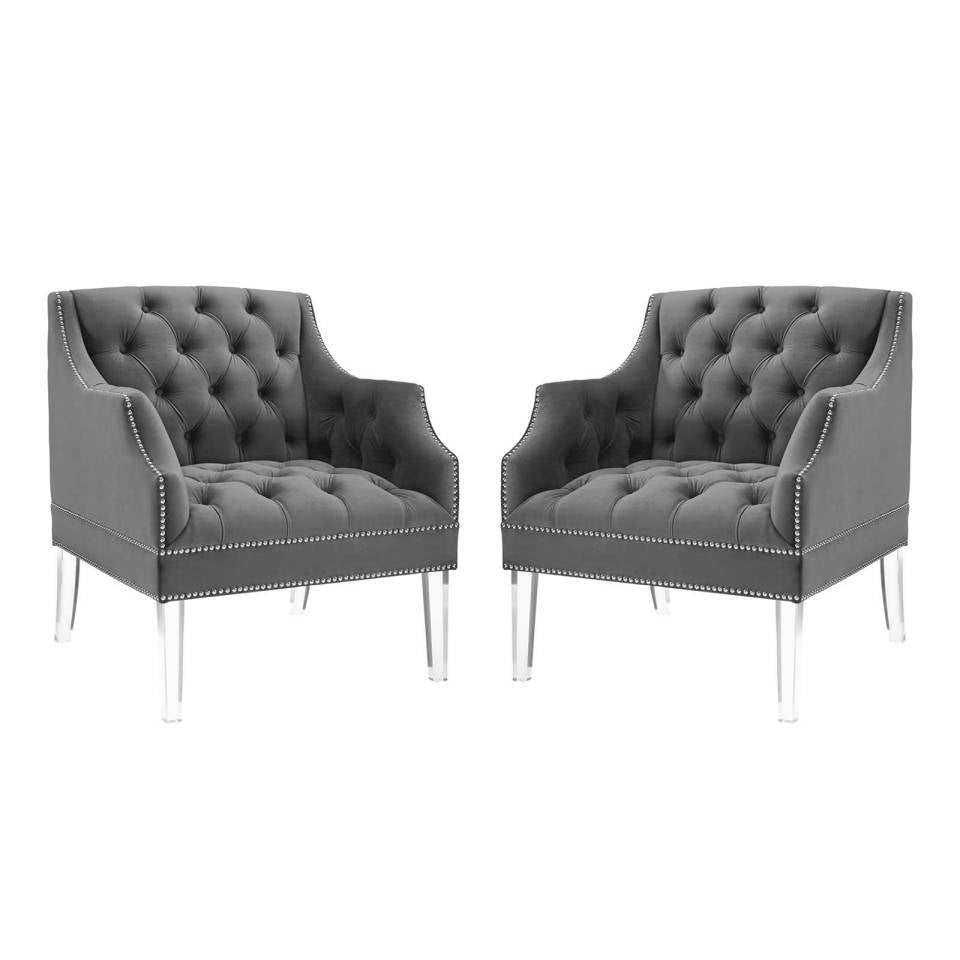 Modway Proverbial Armchair Performance Velvet Set of 2 | Armchairs | Modishstore-2