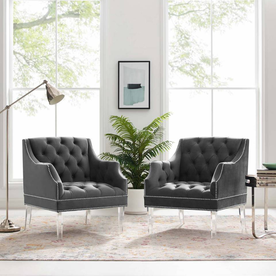 Modway Proverbial Armchair Performance Velvet Set of 2 | Armchairs | Modishstore