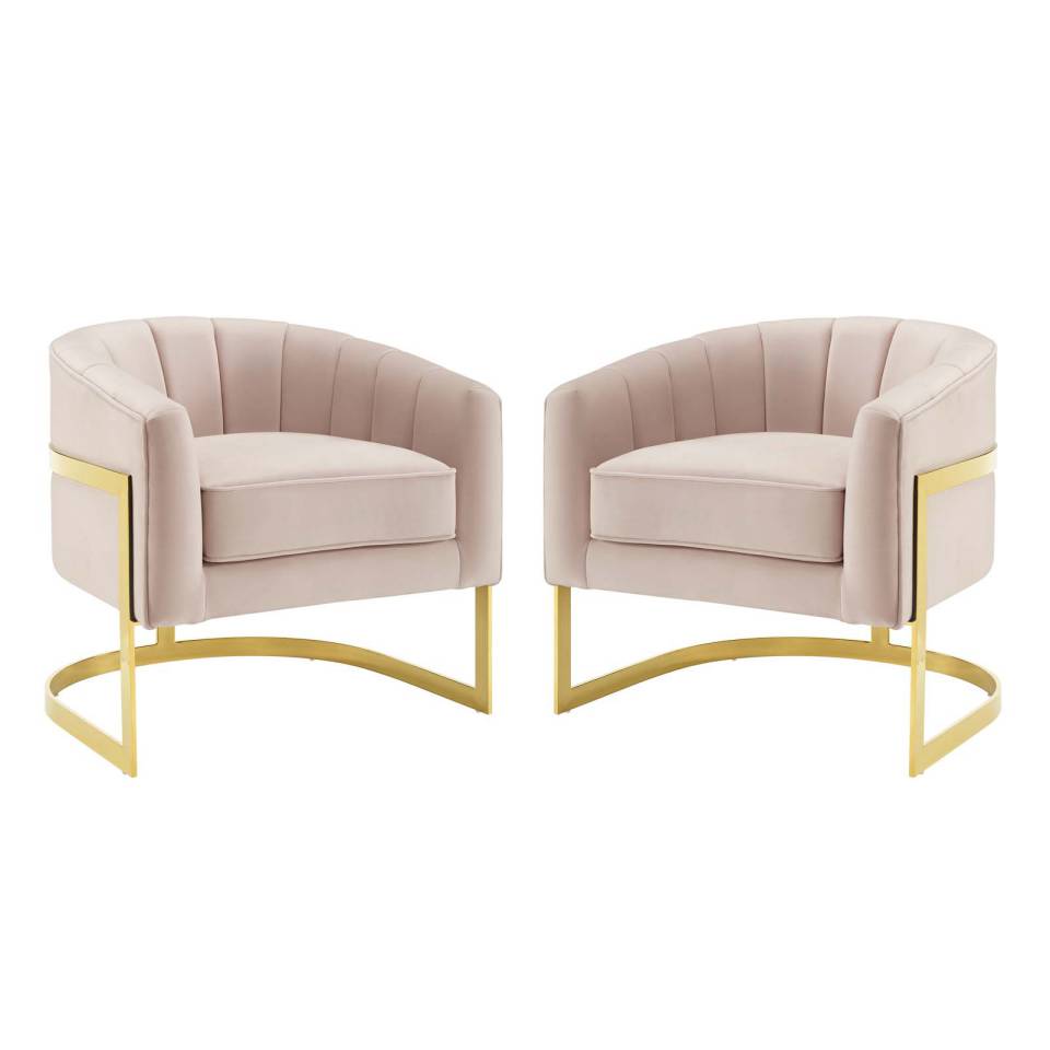 Modway Esteem Accent Armchair Performance Velvet Set of 2 | Armchairs | 