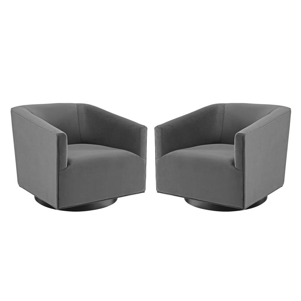 Modway Twist Swivel Chair Performance Velvet Set of 2 | Accent Chairs | Modishstore-2