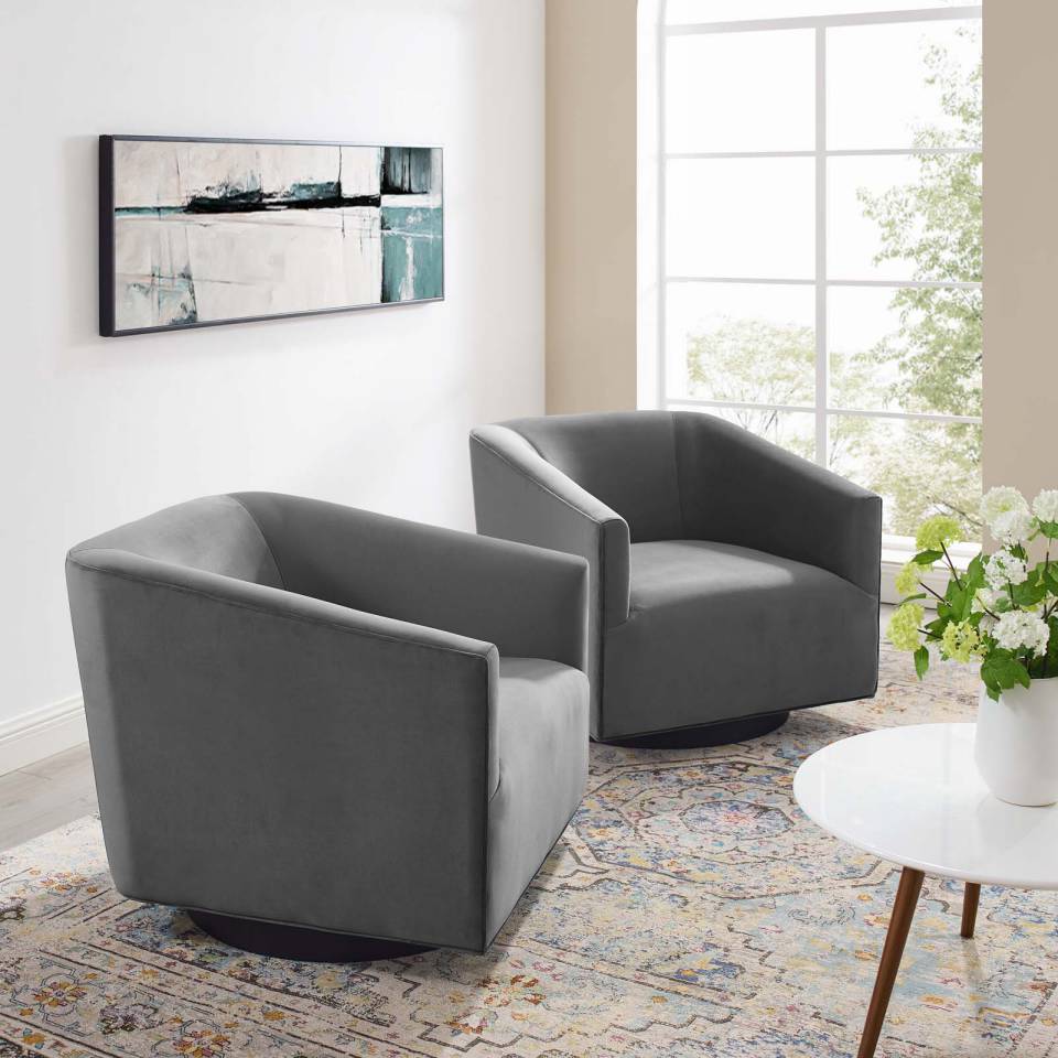Modway Twist Swivel Chair Performance Velvet Set of 2 | Accent Chairs | Modishstore