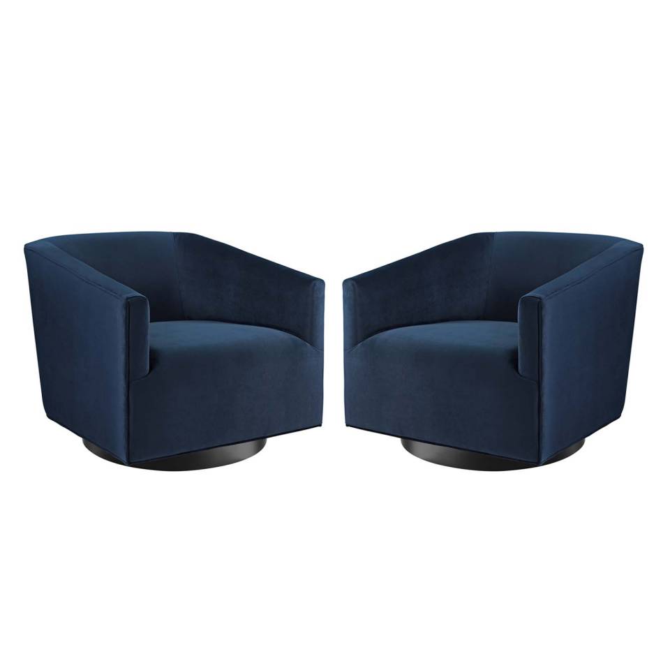 Modway Twist Swivel Chair Performance Velvet Set of 2 | Accent Chairs | Modishstore-8