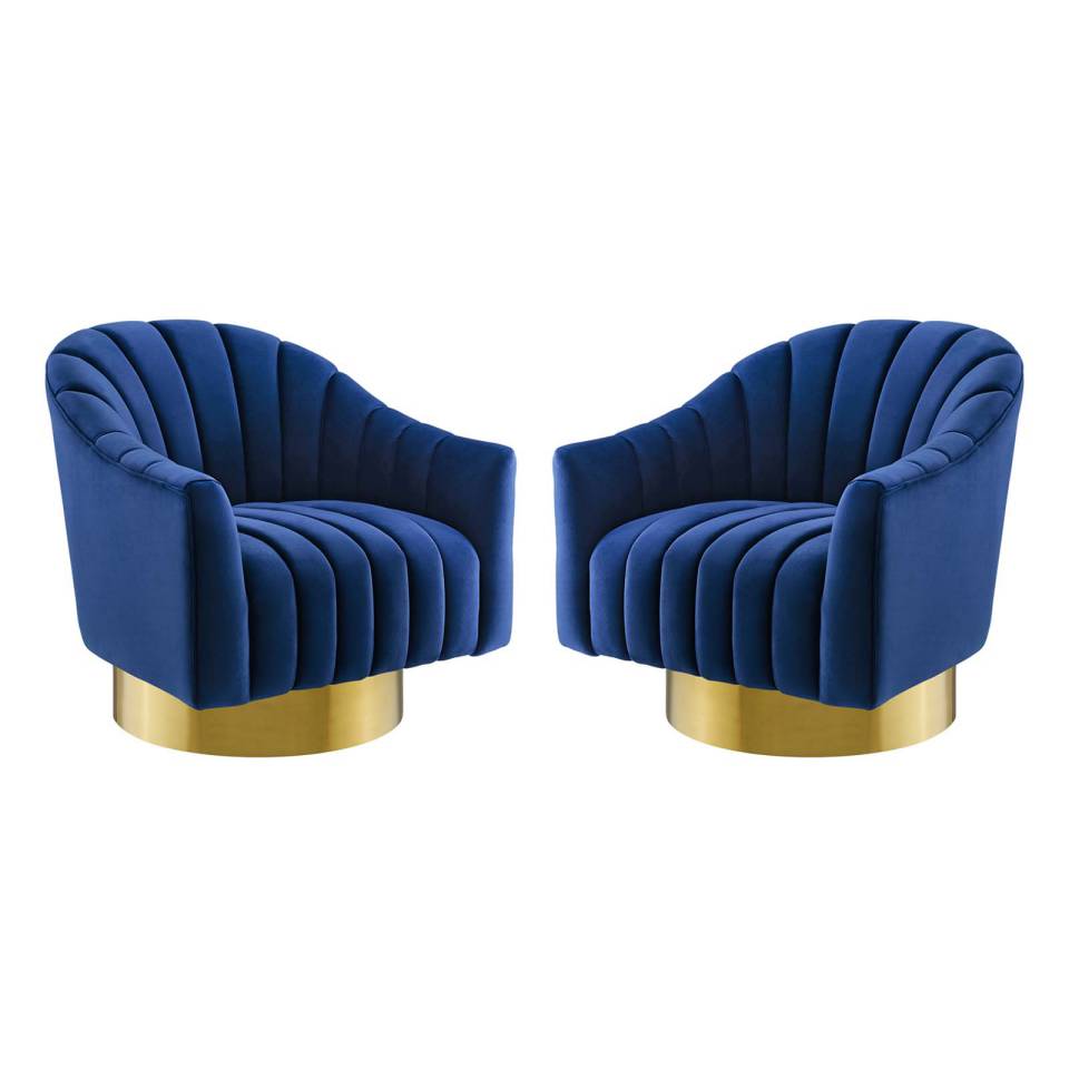 Modway Buoyant Swivel Chair Performance Velvet Set of 2 | Accent Chairs | 