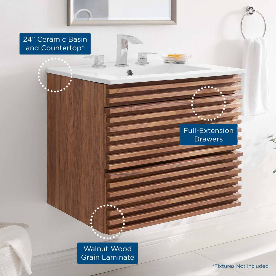 Modway Render 24" Wall-Mount Bathroom Vanity | Bathroom Accessories | Modishstore-6