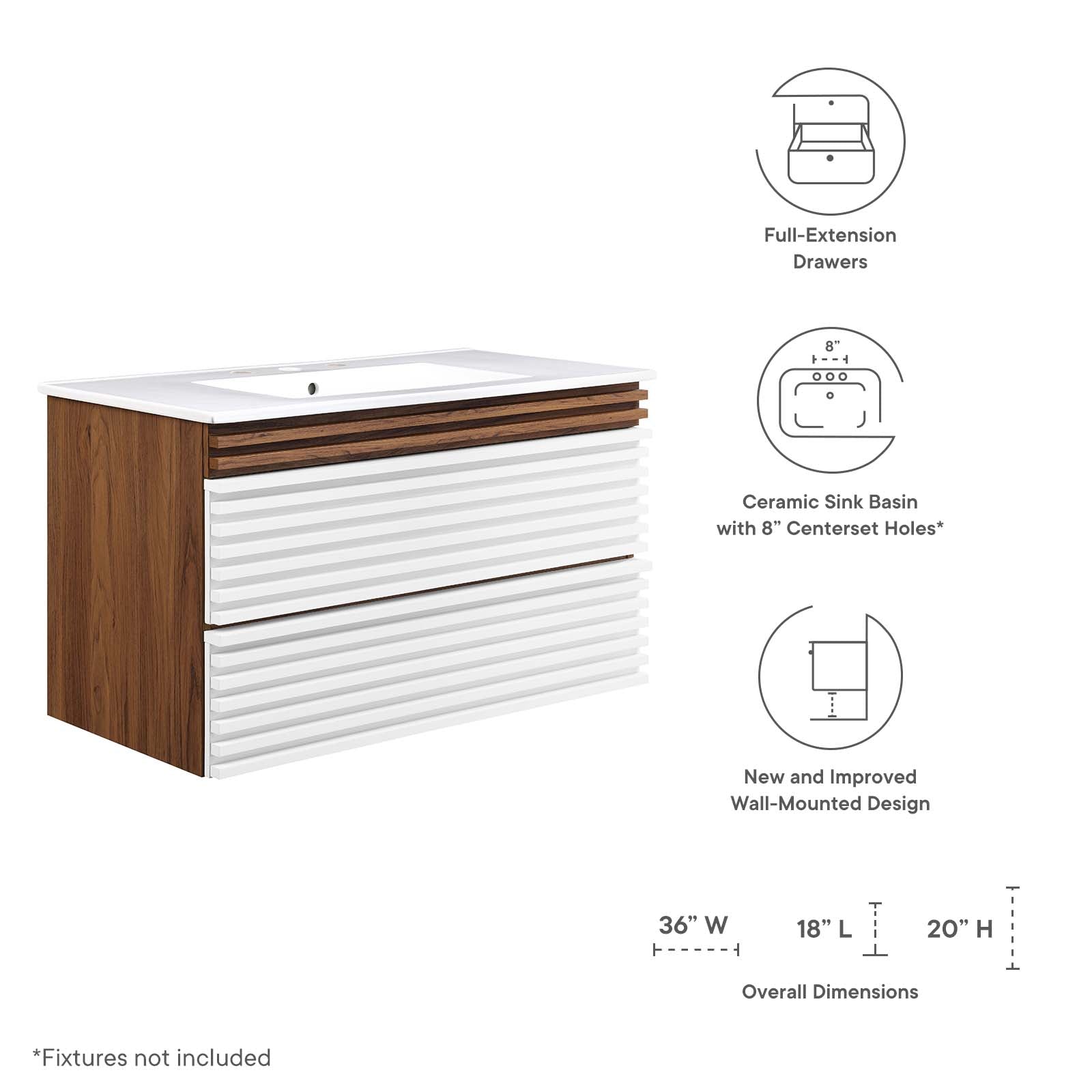 Modway Render 36" Wall-Mount Bathroom Vanity | Bathroom Accessories | Modishstore-55