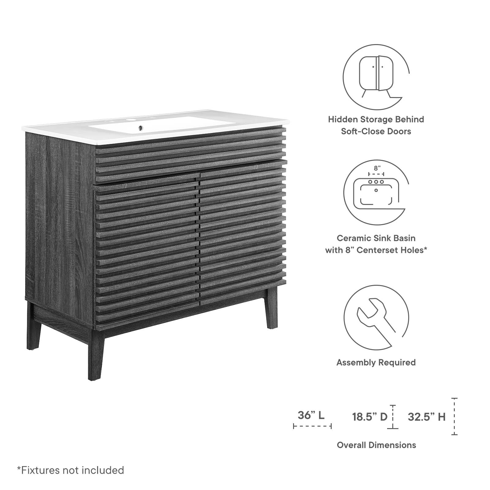 Modway Render 36" Bathroom Vanity | Bathroom Accessories | Modishstore-17