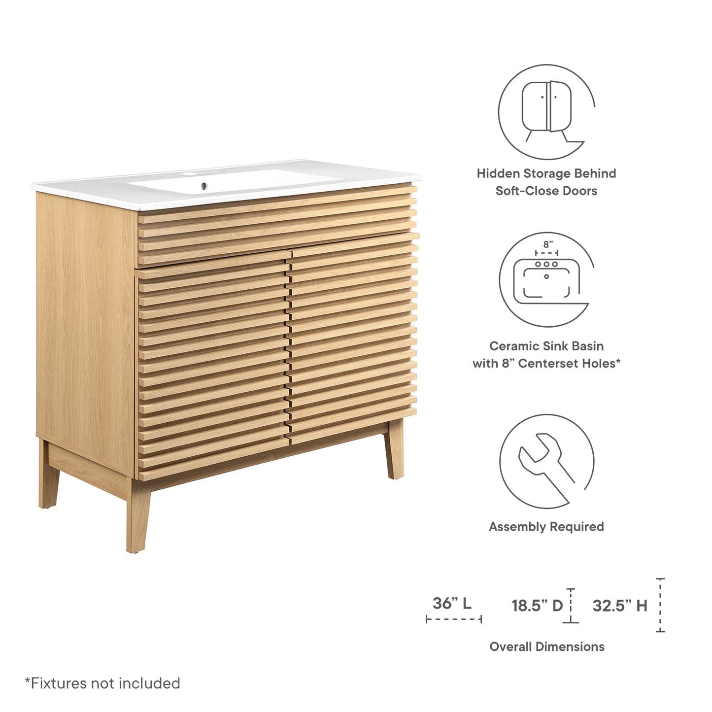 Modway Render 36" Bathroom Vanity | Bathroom Accessories | Modishstore-33
