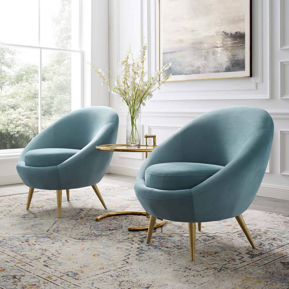 Modway Circuit Accent Chair Performance Velvet Set of 2 | Accent Chairs