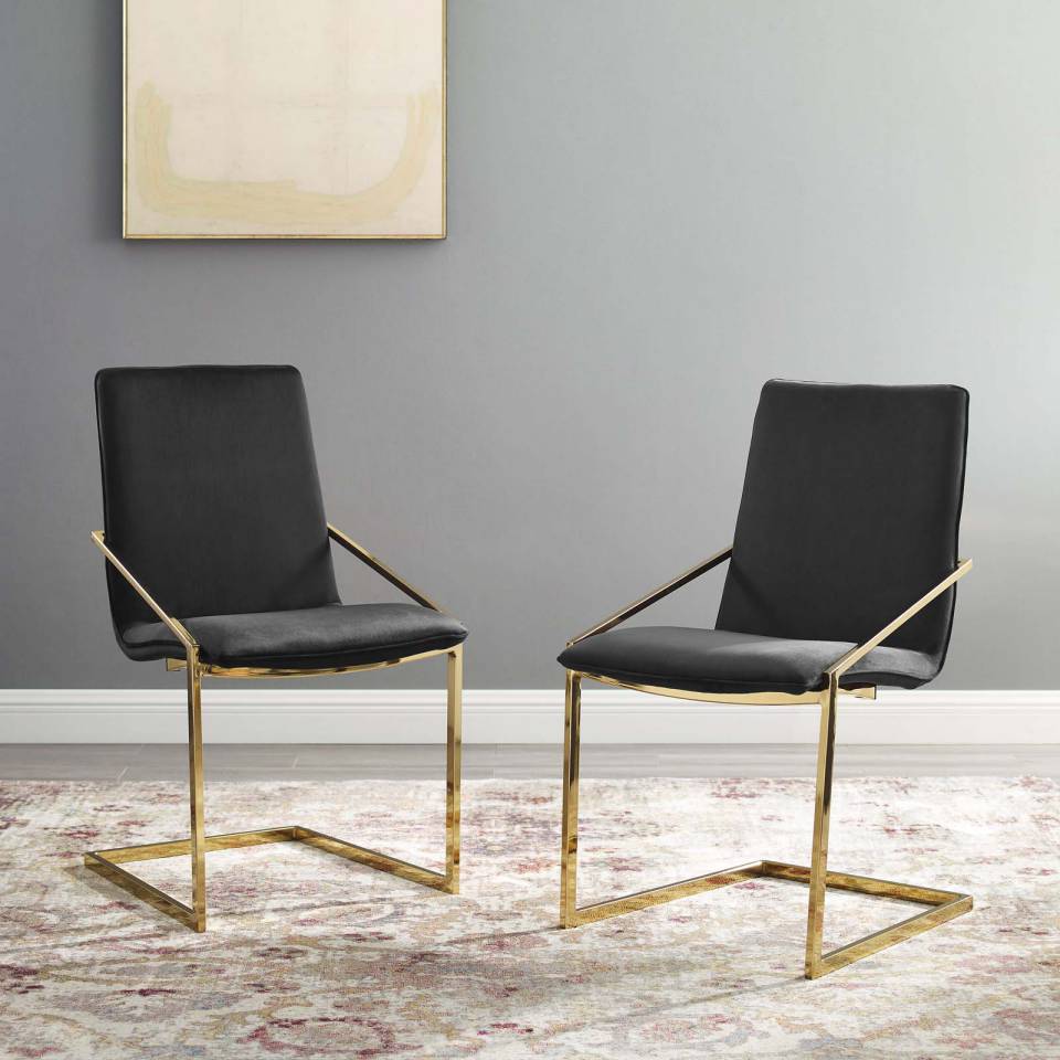 Modway Pitch Dining Armchair Performance Velvet Set of 2 | Armchairs | Modishstore