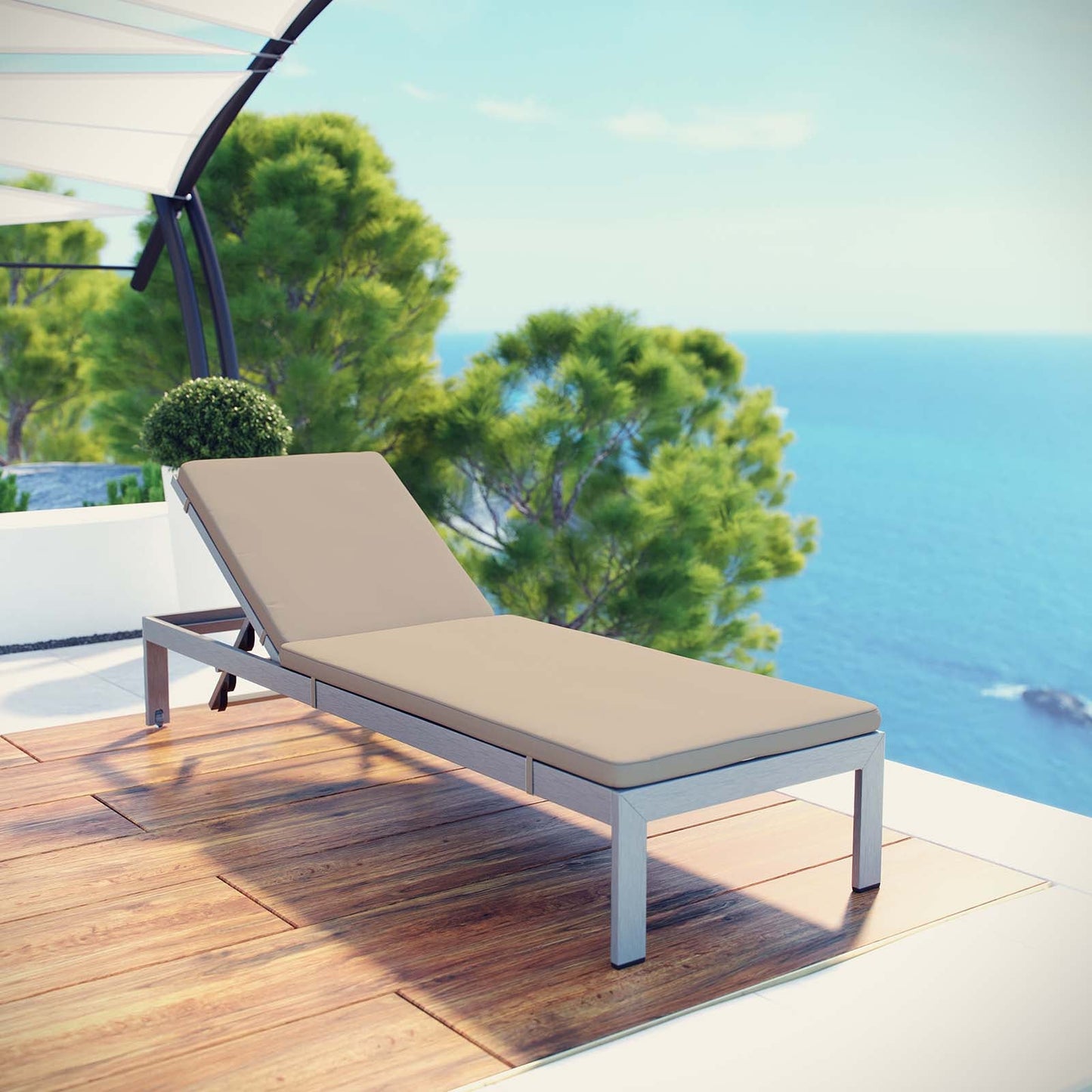 Modway Shore Outdoor Patio Aluminum Chaise with Cushions | Outdoor Patio Daybed | Modishstore-9