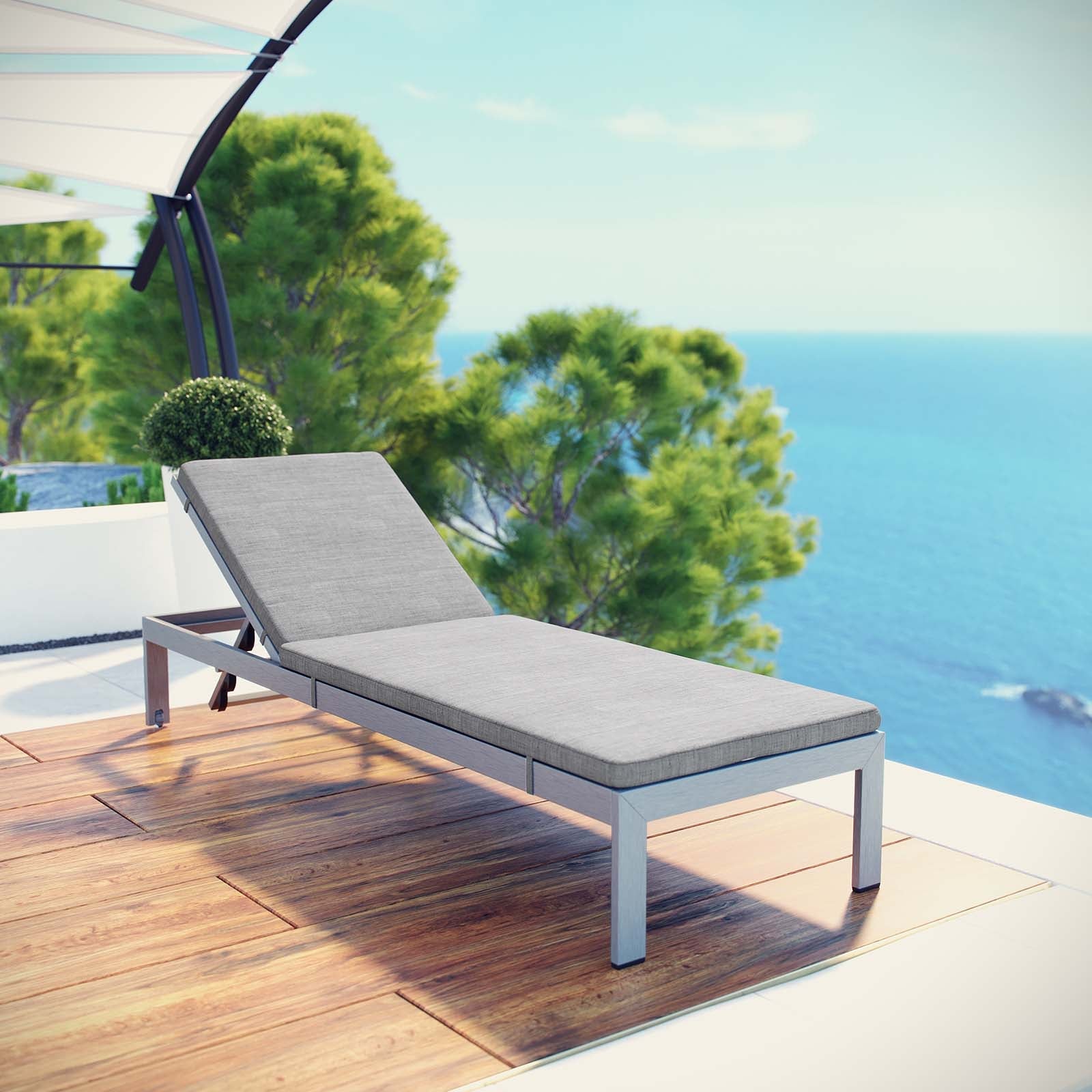 Modway Shore Outdoor Patio Aluminum Chaise with Cushions |  | Modishstore-8