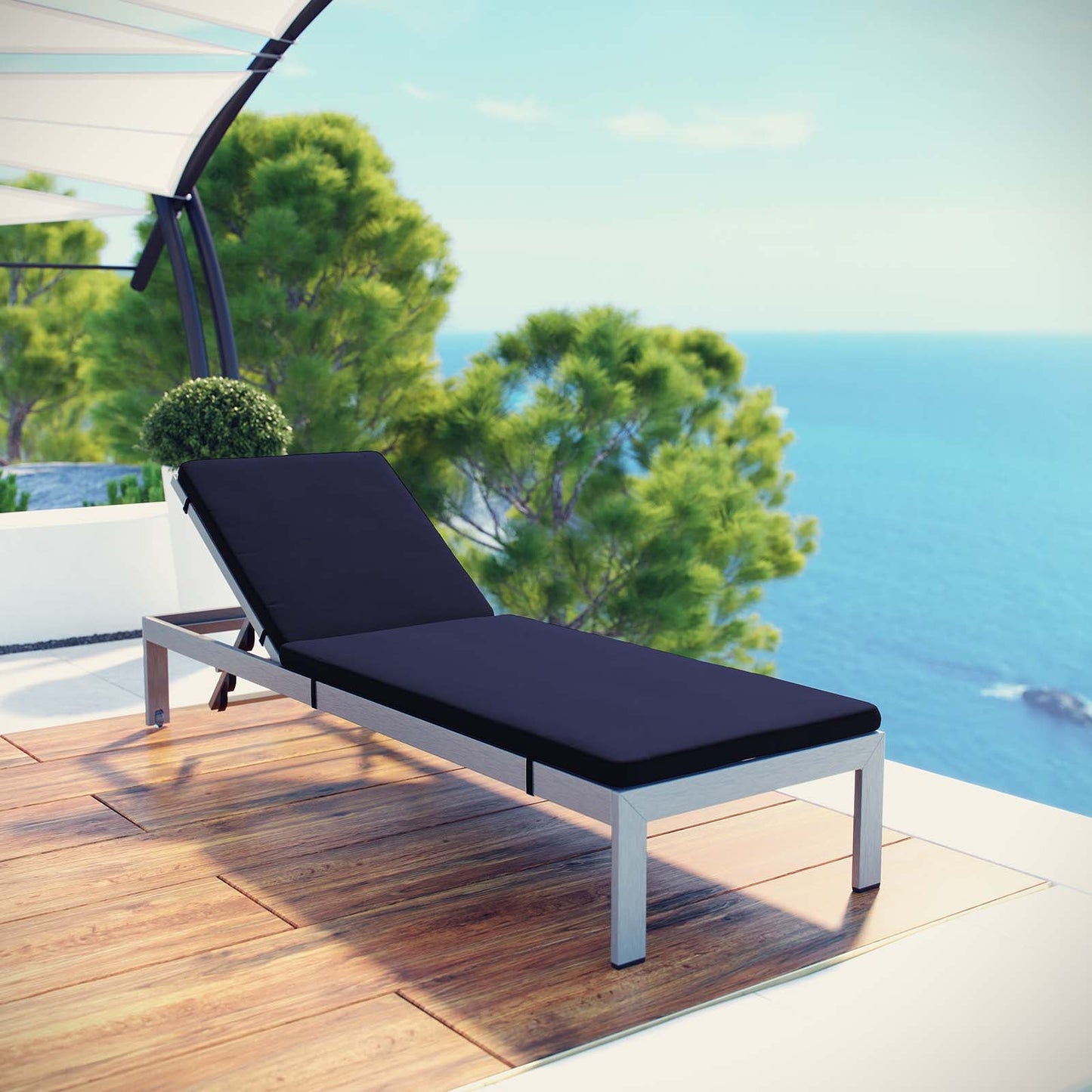 Modway Shore Outdoor Patio Aluminum Chaise with Cushions |  | Modishstore-16