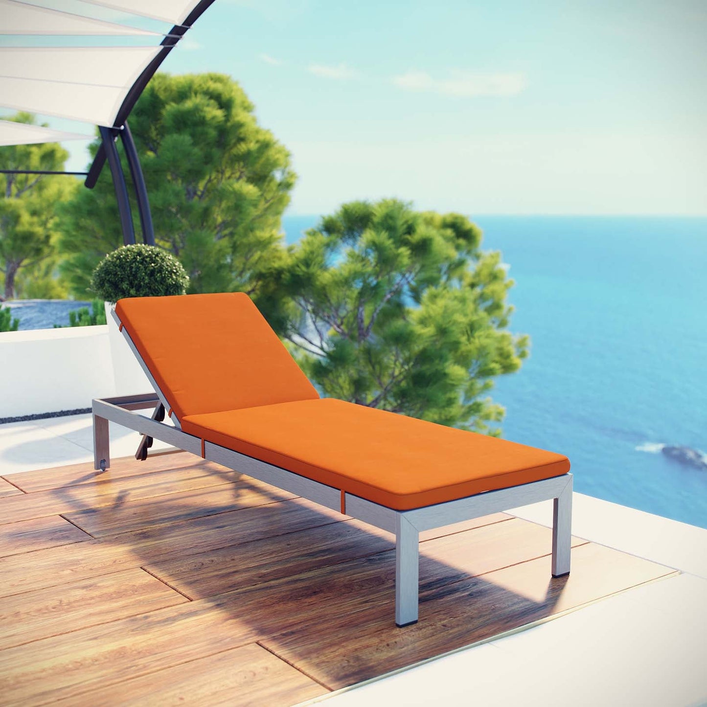 Modway Shore Outdoor Patio Aluminum Chaise with Cushions |  | Modishstore-20