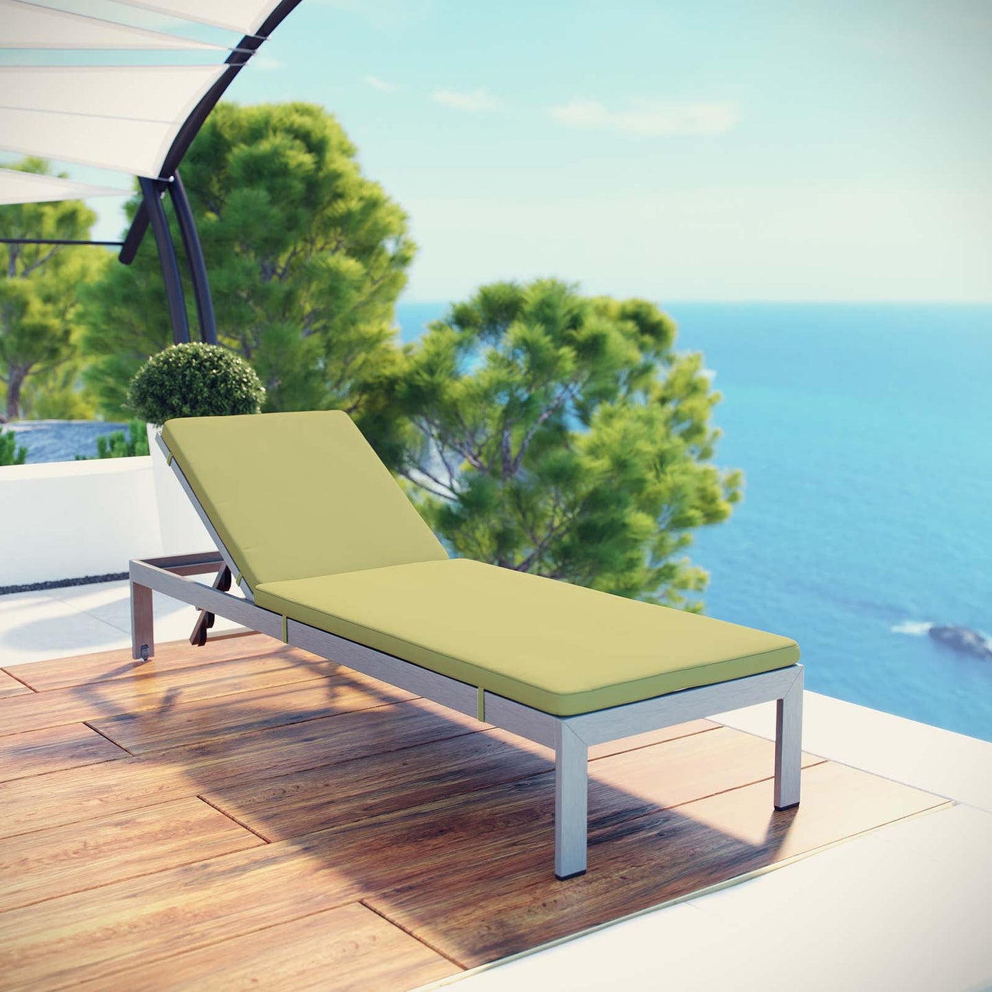 Modway Shore Outdoor Patio Aluminum Chaise with Cushions |  | Modishstore-24