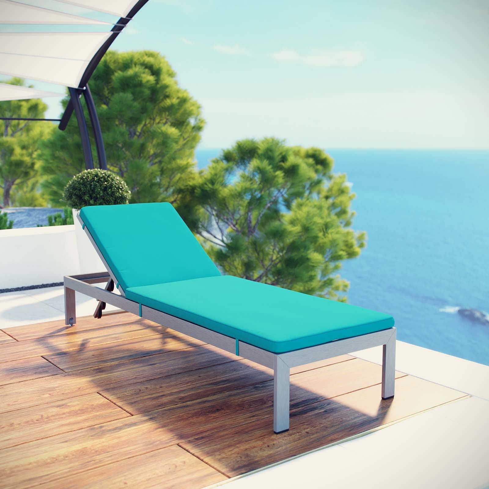 Modway Shore Outdoor Patio Aluminum Chaise with Cushions |  | Modishstore-28