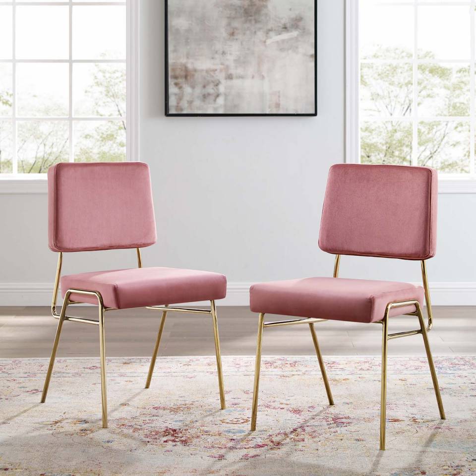 Modway Craft Dining Side Chair Performance Velvet Set of 2 | Side Chairs