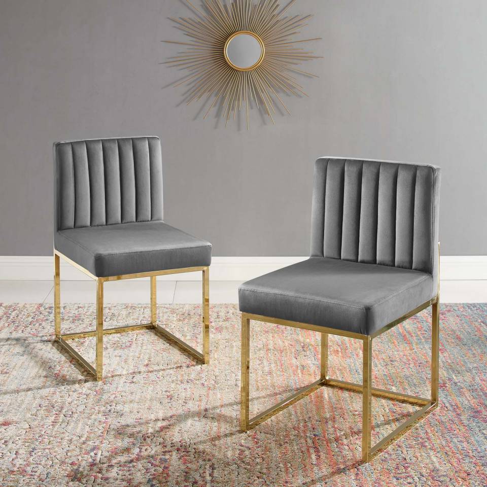 Modway Carriage Dining Chair Performance Velvet Set of 2 | Dining Chairs