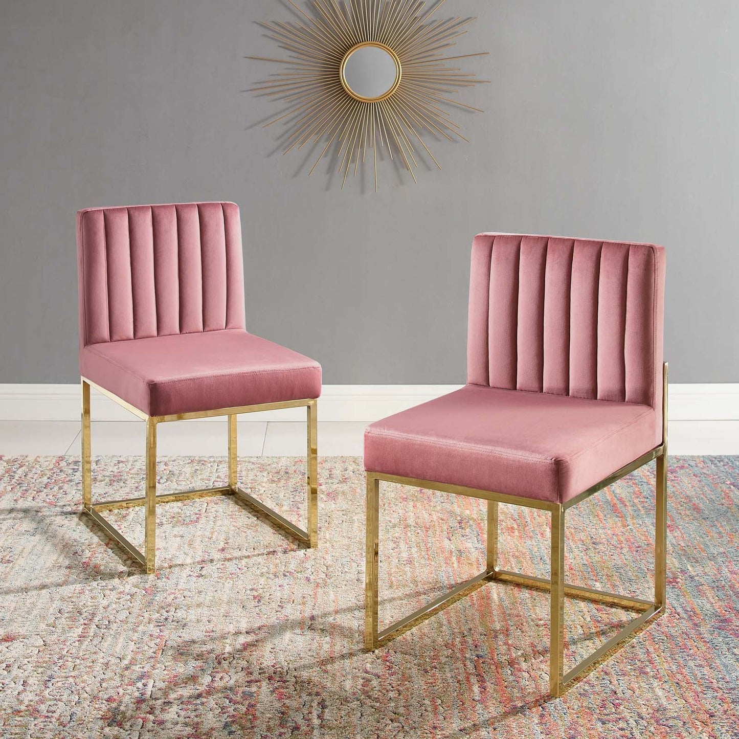 Modway Carriage Dining Chair Performance Velvet Set of 2 | Dining Chairs | 