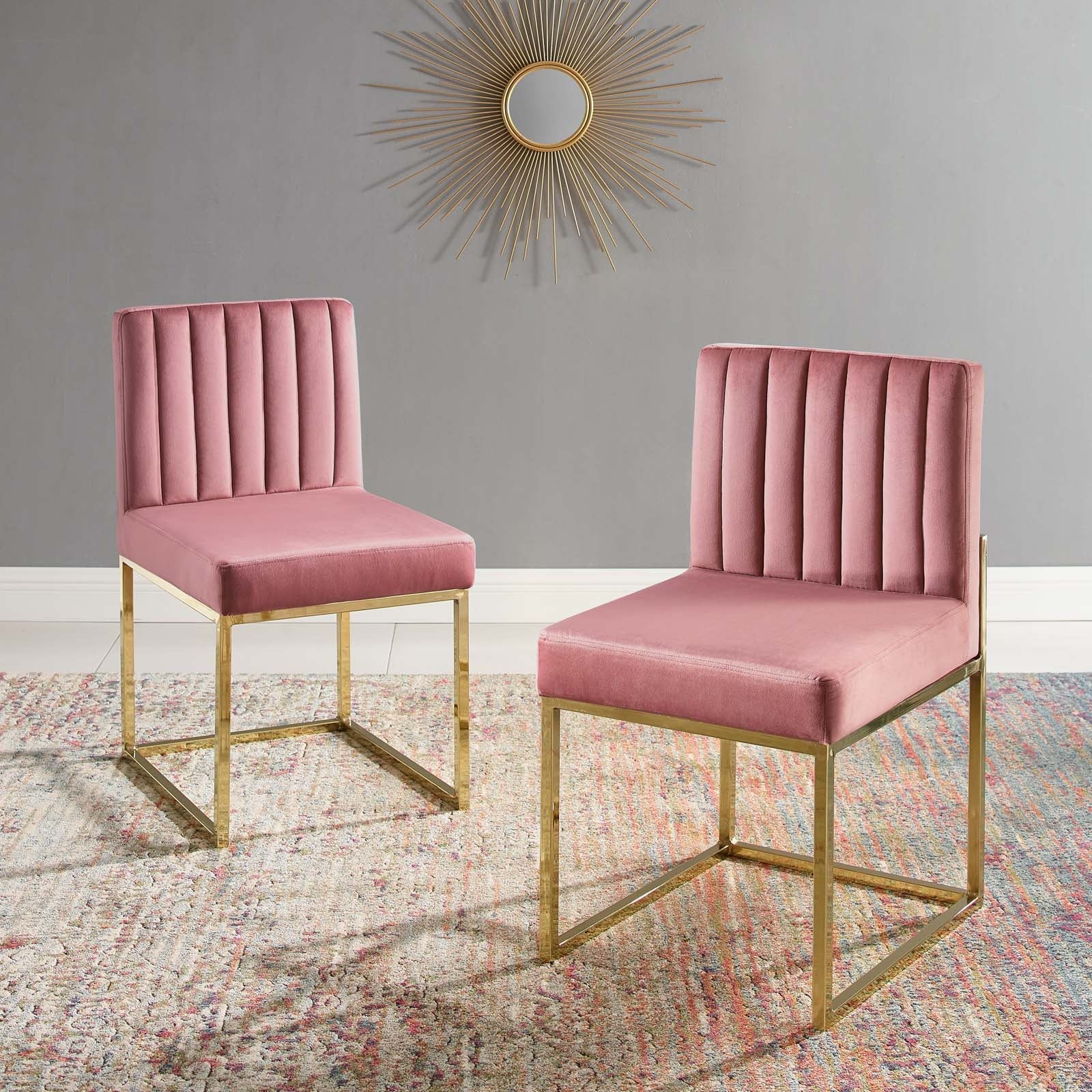 Modway Carriage Dining Chair Performance Velvet Set of 2 | Dining Chairs | 