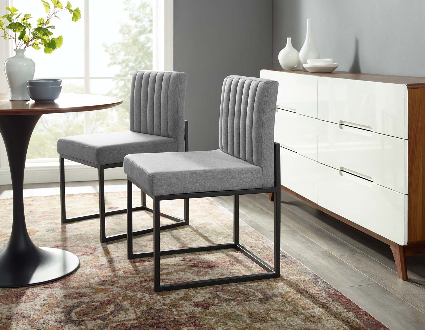 Modway Carriage Dining Chair Upholstered Fabric Set of 2 | Dining Chairs | 